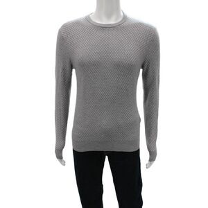 Ferrante Mens Pullover Crewneck Gray Geometric Wool Fall Size IT 50